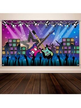 Amazon Rock Concert Backdrop Banner - Purple, Blue, Teal, Pink